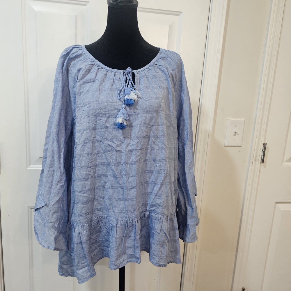 Matilda Jane Light Blue boho Blouse Dream Chasers Size Medium{Bx7}